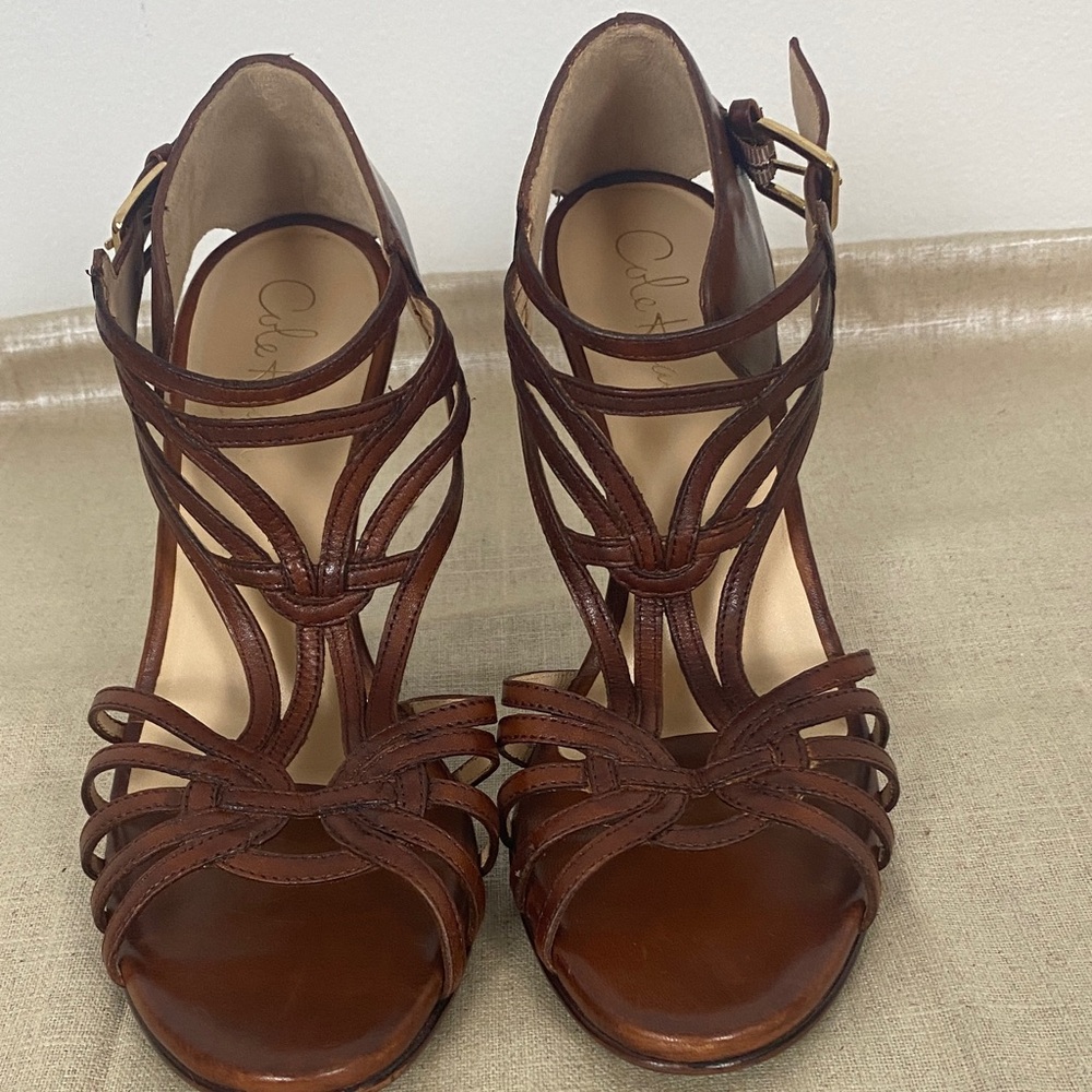 Cole Haan Brown Strappy Leather Heels
